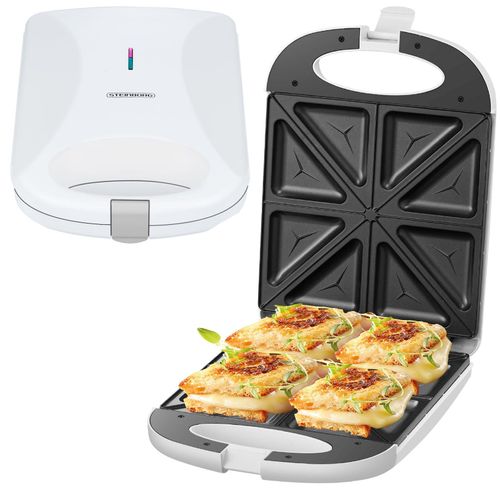 Steinborg XXL 4er Sandwichmaker mit Antihaftbeschichtung Backampel 1200W