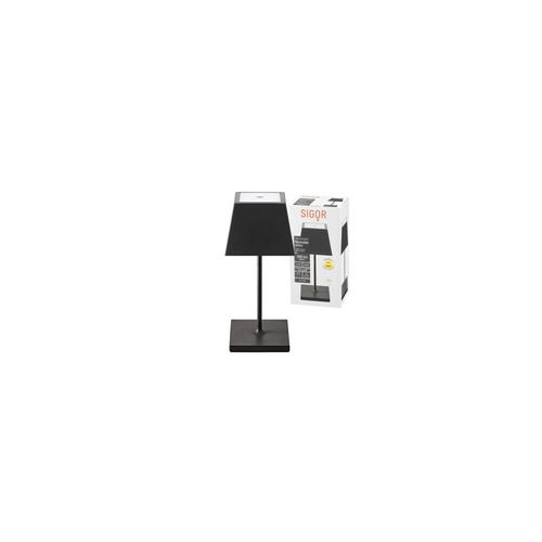 Nuindie mini Akku Tischleuchte Außentischleuchte IP54 schwarz eckig Sigor Tischlampe