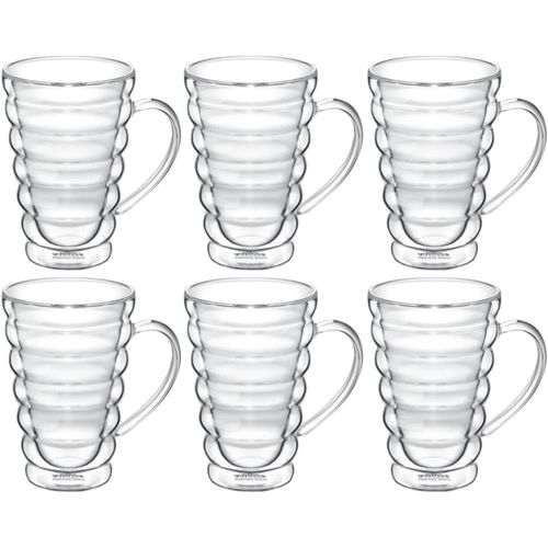 Wilmax Becher Bubble mit Henkel - 250 ml - 6er-Set für Heiß- und Kaltgetränke