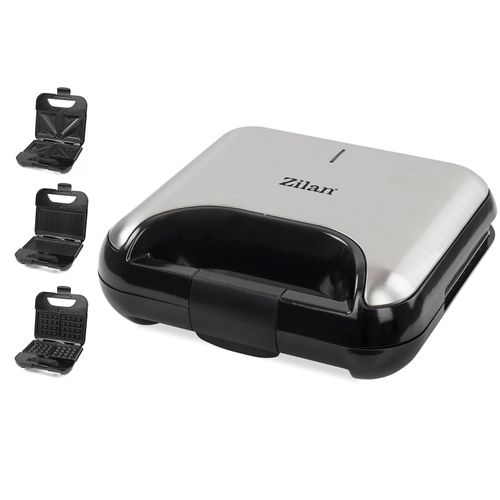 Zilan 3in1 Sandwichmaker Kontaktgrill Waffeleisen Antihaftbeschichtung 800W
