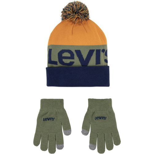 Bommelmütze LEVI'S KIDS, Baby, Gr. - (128/158), ocean cavern, Obermaterial: 95% Polyacryl, 4% Polyamid, 1% Elasthan, Casual, Mützen, und Handschuh im Set
