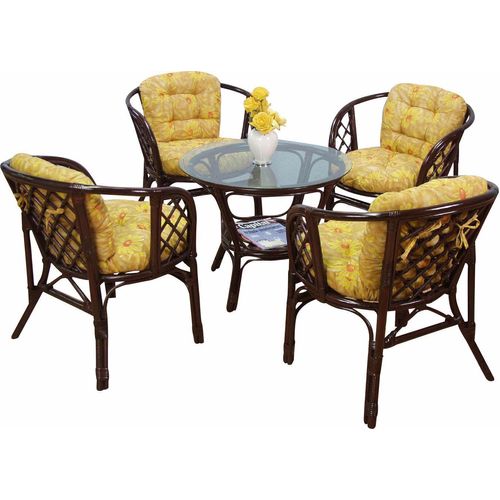 Essgruppe HOME AFFAIRE, braun (braun, blume,), Sitzmöbel-Sets, honigfarben, inklusive Kissenauflagen