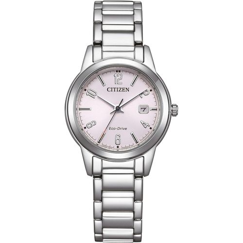 Solaruhr CITIZEN, silber (silberfarben, rosa), Armbanduhren, Damen, Armbanduhr, Damenuhr, Edelstahlarmband, Datum