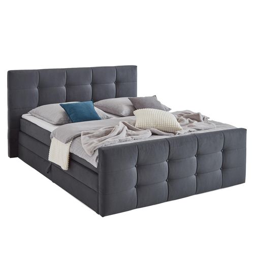Boxspringbett - dunkelgrau - 180x200 cm - inklusive Topper