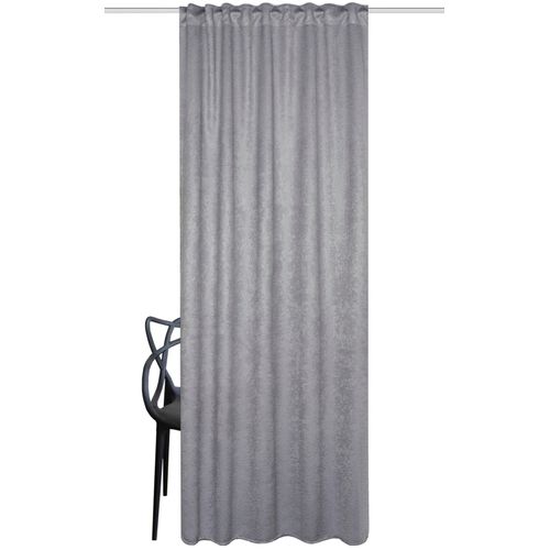 Vorhang HOME WOHNIDEEN "SKILIO" Gr. 1, grau, B:135cm H:245cm, Polyester, Gardinen, Kombibandschal SKILIO prägedruck