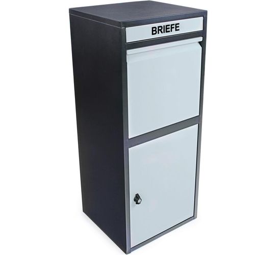 Paketbox , Grau, Schwarz , Metall , 41x103x38 cm , 2 Schlüssel, Einwurföffnung mit Klappe , Freizeit & Co, Briefkästen & Paketboxen