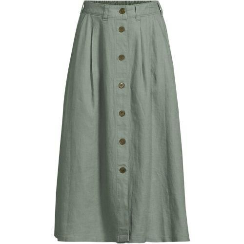 Leinen-Midirock, Damen,  Grün, by Lands' End