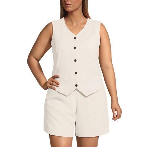 Weste aus Crêpe, Damen,  Weiß, Polyester, by Lands' End