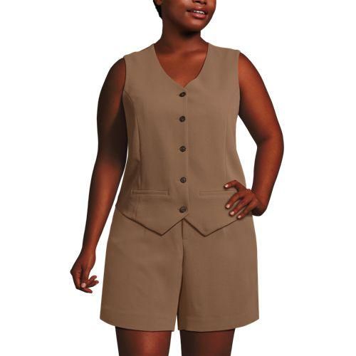 Weste aus Crêpe, Damen,  Braun, Polyester, by Lands' End