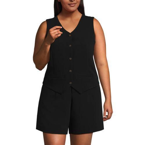 Weste aus Crêpe, Damen,  Schwarz, Polyester, by Lands' End