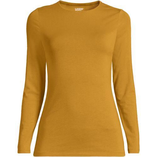 Shirt aus Baumwolle/Modal-Mix mit Rundausschnitt, Damen,  Gelb, Baumwolle Modal, by Lands' End