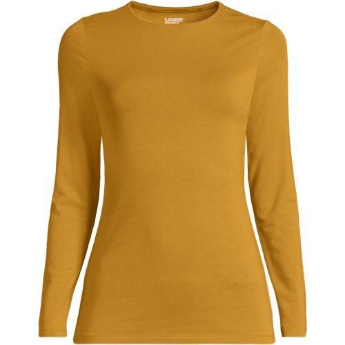 Shirt aus Baumwolle/Modal-Mix mit Rundausschnitt, Damen,  Gelb, Baumwolle Modal, by Lands' End