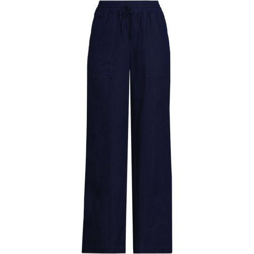 Leinen-Schlupfhose mit weitem Bein, Damen,  Blau, Leinen, by Lands' End