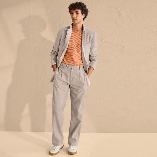 Leinenmix-Bundfaltenhose, Herren,  Braun, Leinen/Baumwoll-Mischung, by Lands' End