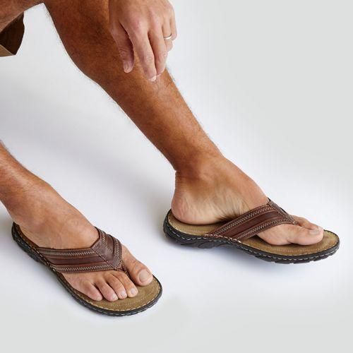 Zehentrenner-Pantolette aus Nubukleder, Herren,  Braun, Leder, by Lands' End