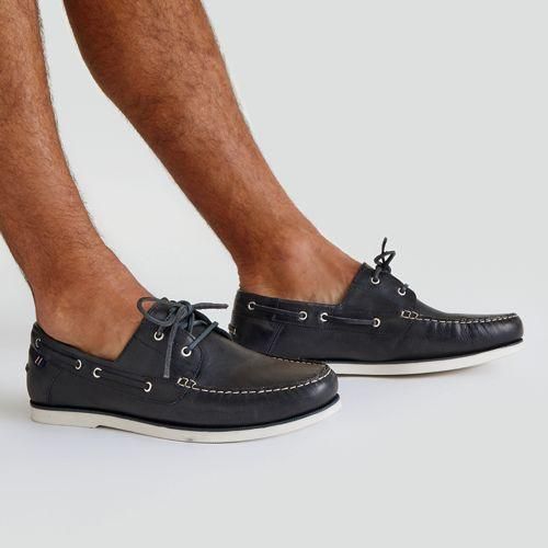Leder-Bootsschuhe, Herren,  Blau, Leder, by Lands' End