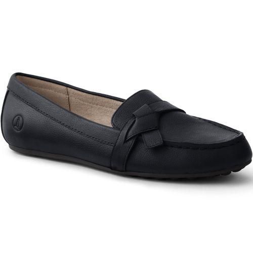 Komfort-Pennyloafer, Damen,  Schwarz, Leder/Rauleder, by Lands' End