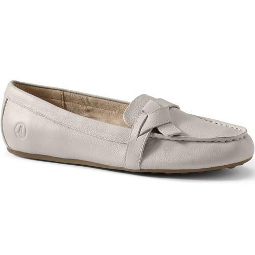 Komfort-Pennyloafer in weiter Passform, Damen,  Beige, Leder/Rauleder, by Lands' End
