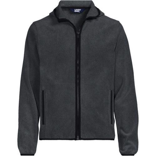 Fleece-Kapuzenjacke mit Zipper, Herren,  Schwarz, Polyester, by Lands' End