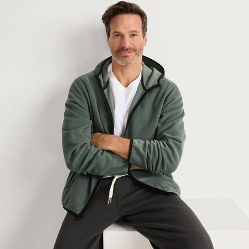 Fleece-Kapuzenjacke mit Zipper, Herren,  Grün, Polyester, by Lands' End