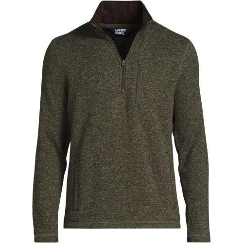 Fleecepullover in Troyerform, Herren,  Grün, Polyester, by Lands' End