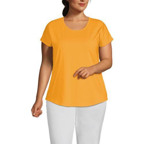 Shirt aus Baumwolle/Modal-Mix mit Ballett-Ausschnitt, Damen,  Orange, Baumwolle Modal, by Lands' End