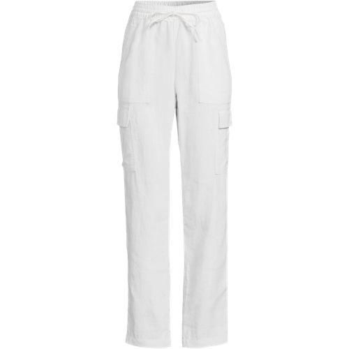 Leinen-Cargohose mit Dehnbund, Damen,  Weiß, Leinen, by Lands' End
