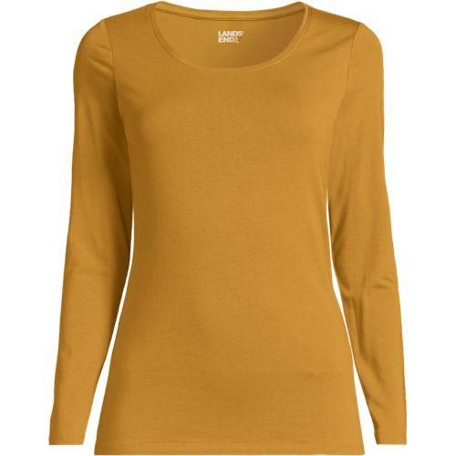 Baumwolle/Modal-Shirt mit Ballett-Ausschnitt, Damen,  Gelb, Baumwolle Modal, by Lands' End