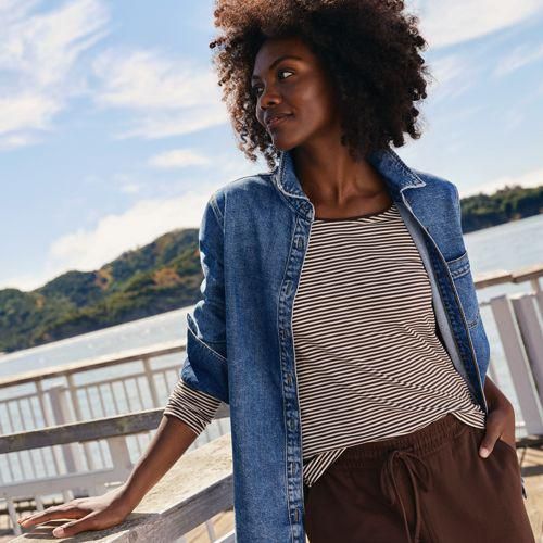 Baumwolle/Modal-Shirt mit Ballett-Ausschnitt, Damen,  Braun, Baumwolle Modal, by Lands' End