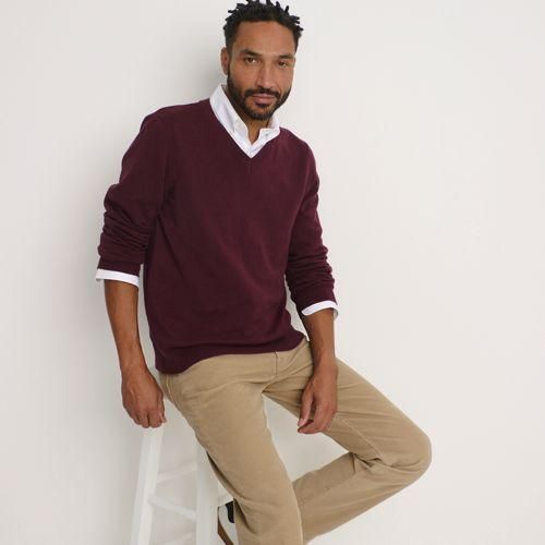 Baumwolle/Seiden-Pullover mit V-Ausschnitt, Herren,  Sonstige, Baumwolle/Seide/Nylon, by Lands' End
