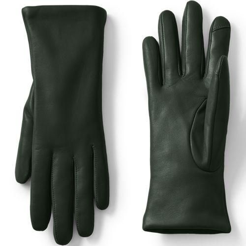 Lederhandschuhe mit Kaschmirfutter, Damen,  Grün, Kaschmir/Leder, by Lands' End