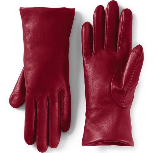 Lederhandschuhe mit Kaschmirfutter, Damen,  Rot, Kaschmir/Leder, by Lands' End