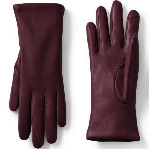 Lederhandschuhe mit Kaschmirfutter, Damen,  Rot, Kaschmir/Leder, by Lands' End