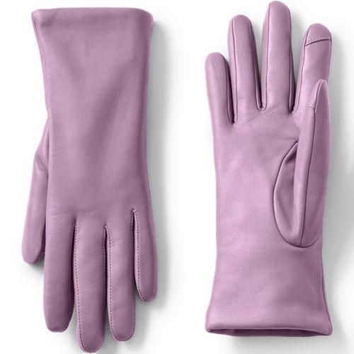 Lederhandschuhe mit Kaschmirfutter, Damen,  Lila, Kaschmir/Leder, by Lands' End