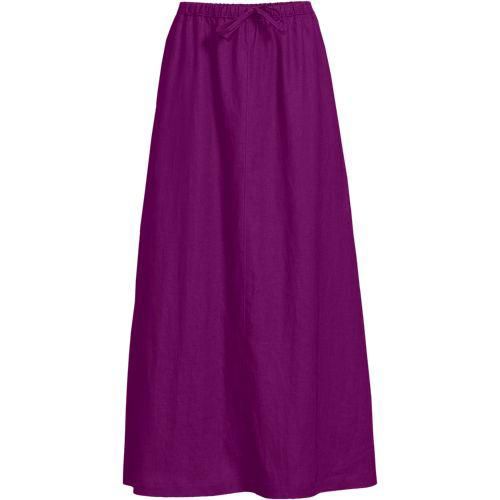 Leinen-Midirock, Damen,  Lila, Leinen, by Lands' End