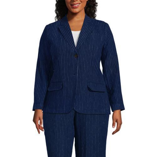 Leinenblazer, Damen,  Blau, Leinen, by Lands' End