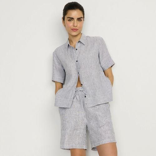 Leinen-Schlupfshorts, Damen,  Schwarz, Leinen, by Lands' End