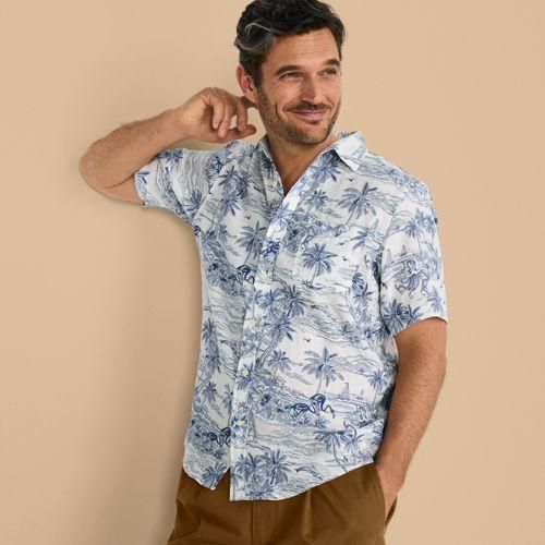Leinenhemd mit kurzen Ärmeln, Classic Fit, Herren,  Weiß, Leinen, by Lands' End
