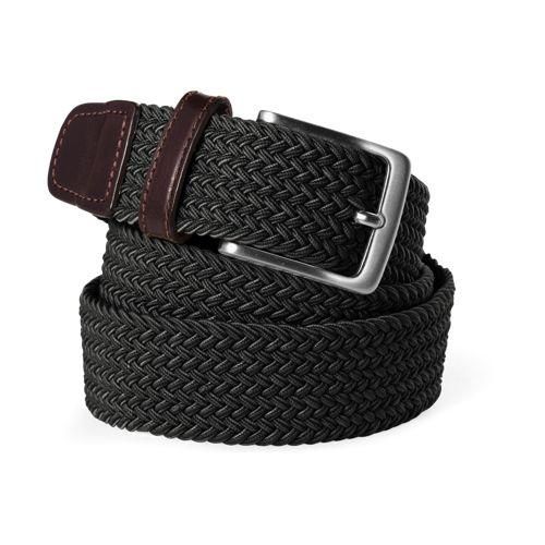 Elastischer Flechtgürtel, Herren,  Schwarz, Leder/Metall/Polyproprylen, by Lands' End