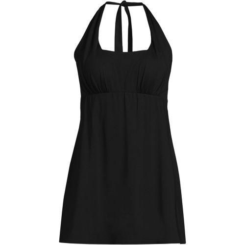 Neckholder-Badekleid, Damen,  Schwarz, Elasthan/Nylon-Mischung, by Lands' End