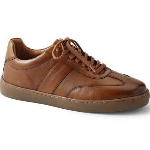 Leder-Sneakers, Herren,  Beige, Leder/Rauleder, by Lands' End
