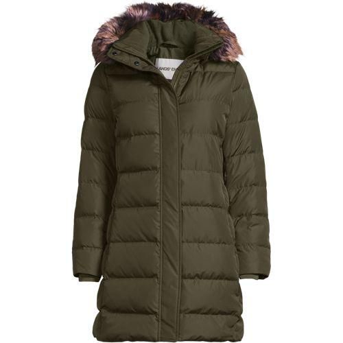 Daunenmantel mit Kapuze, Damen,  Grün, Polyester, by Lands' End