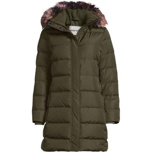 Daunenmantel mit Kapuze, Damen,  Grün, Polyester, by Lands' End