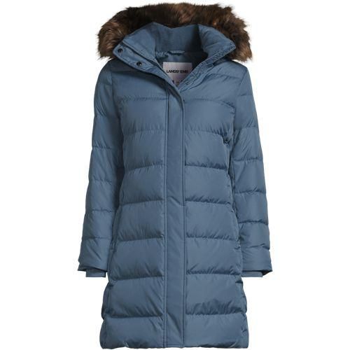 Daunenmantel mit Kapuze, Damen,  Blau, Polyester, by Lands' End
