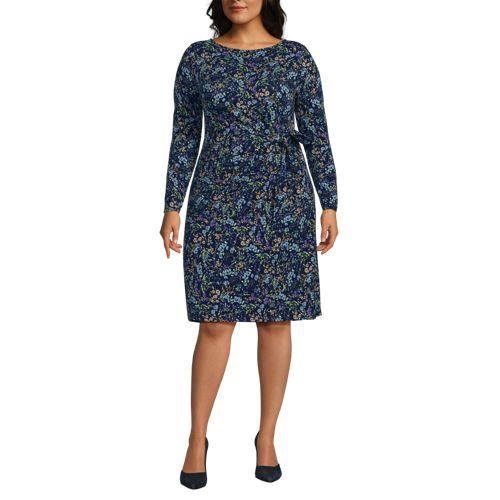 Baumwolle/Modal-Kleid mit Zierschleife, Damen,  Blau, Baumwolle Modal, by Lands' End