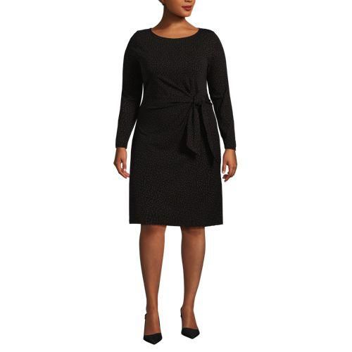Baumwolle/Modal-Kleid mit Zierschleife, Damen,  Schwarz, Baumwolle Modal, by Lands' End