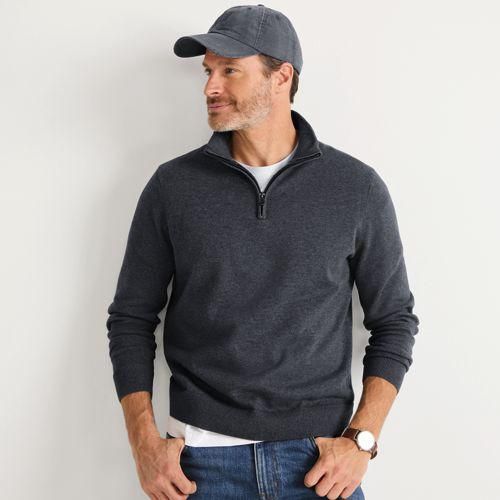Troyer-Pullover aus Baumwoll-Feinstrick, Herren,  Grau, Baumwolle, by Lands' End