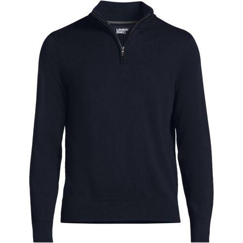 Troyer-Pullover aus Baumwoll-Feinstrick, Herren,  Blau, Baumwolle, by Lands' End