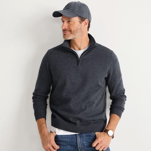 Troyer-Pullover aus Baumwoll-Feinstrick, Herren,  Grau, Baumwolle, by Lands' End
