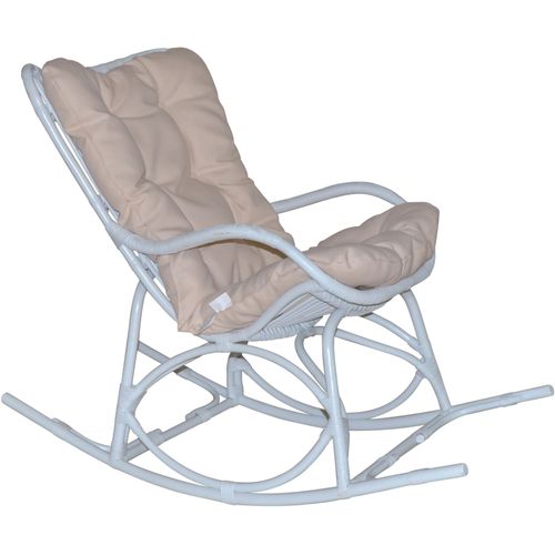 Schaukelsessel, weiß, B:65cm H:96cm T:122cm, Stoffbezug 100% Polyester, HOFMANN LIVING AND MORE, Sessel, Handgeflochten